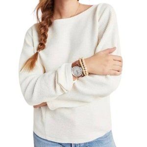Anthropologie Maeve Cream Ribbed Textured Dolman Sleeve Sweater Pullover NWT M